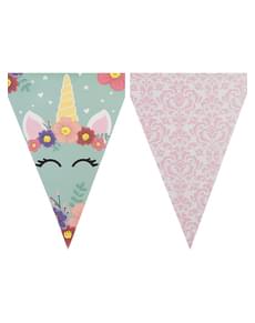 1 Einhorn Fähnchengirlande - Unicorn Flowers