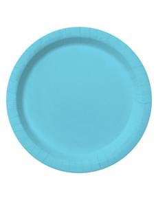 8 Light Blue Plates (23cm) - Plain Colours