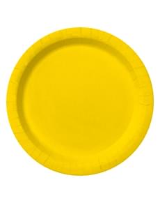 8 platos color amarillo (23cm) - Colores lisos