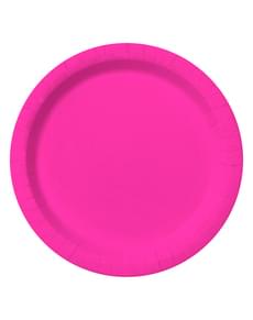 8 Fuchsia tallerkner (23 cm) - Plain Colours
