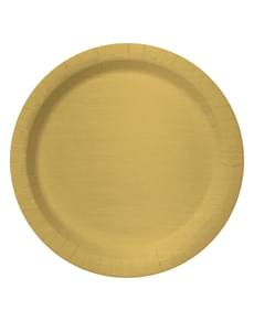 8 kuldset taldrikut (23 cm) - Ühevärvilised