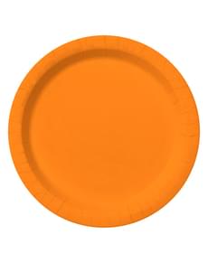 8 platos color naranja (23cm) - Colores lisos