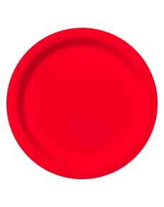 8 taldrikut punane (23cm) - Ühtlased värvid