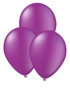 10 ballons violets - Gamme couleur unie