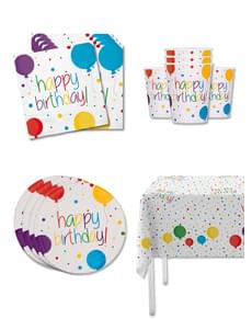 Zestaw dekoracji urodzinowych dla 8 osób - Happy Birthday