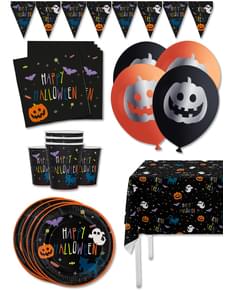 Kit decoração de festa de Halloween abóbora Premium para 8 pessoas - Happy Halloween
