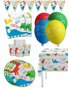 Dekorationsset för födelsedagskalas Dinosarier Premium för 8 personer - Dinosaurs party