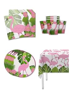 Kit decoração de festa de flamingos para 8 pessoas - Tropical flamingos