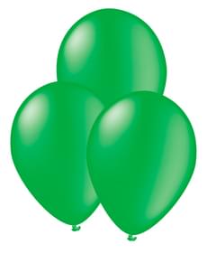 10 Green Balloons - Plain Colours