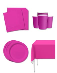 Kit décoration fête fuchsia 8 personnes - Gamme couleur unie