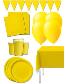Kit decoração de festa cor amarelo Premium para 8 pessoas - Cores lisas
