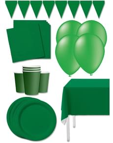 Kit decoración de fiesta color verde Premium para 8 personas - Colores lisos