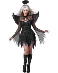 Deluxe zwart engelenkostuum voor vrouwen