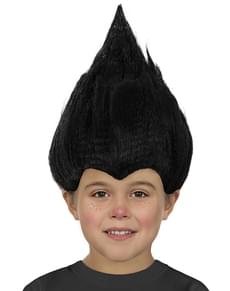 Perruque noire Trolls enfant