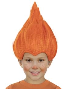 Peluca naranja Trolls para niños