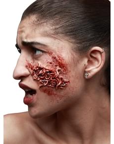 Latexová rána zanícená s červy