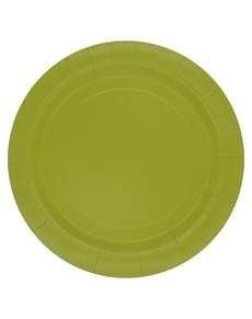 8 platos color verde lima (23cm) - Colores lisos