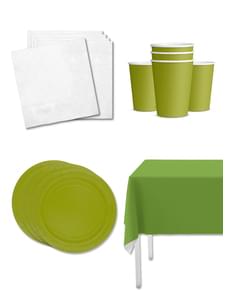 Kit décoration fête vert citron 8 personnes - Gamme couleurs unies