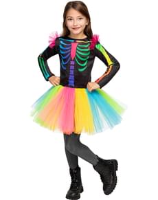 Déguisement squelette coloré fille