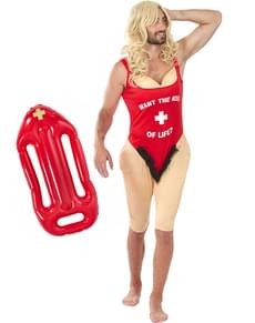 Lifeguard Costume for Men with Inflatable Life Jacket
