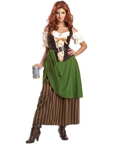 Costume premium da locandiera medievale per donna