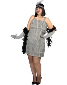 Srebrni Flapper kostim za žene - plus veličnina