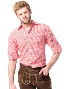 Camisa aos quadrados vermelha e branca para adulto