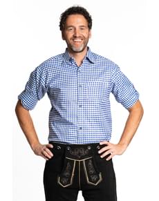 Camisa tirolesa azul para hombre