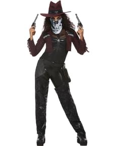 Fato de cowboy esqueleto Deluxe para mulher