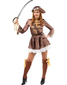 DeAO Costume Da Pirata Per Bambina – 24 Pezzi Con Scrigno, Mappa E Gemme – Taglia M (6-8 Anni) – Rosso