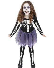 Skeleton costume with tights for girl