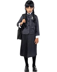 Disfraz de Miércoles Addams uniforme con peluca para niña - Wednesday Oficial Netflix