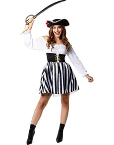 Kvinna randig piratkostym - Vit och svart kollektion