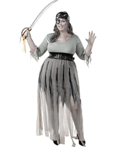 Zombie pirat kostyme til dame plus size