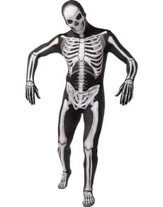 Costume scheletro seconda pelle per uomo