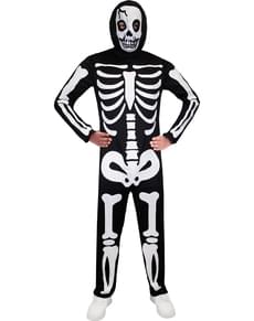 Skeleton kostuum glows in the dark for kids
