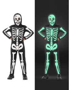 Skeleton kostuum glows in the dark for kids