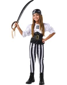 Costum de pirat cu dungi pentru fete - Colecție alb-negru
