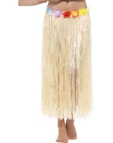 Falda hawaiana Hula con flores para adulto