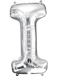 Buchstabe I Luftballon silber (86 cm)