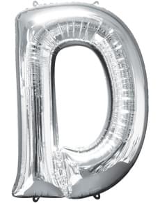 Palloncino lettera D argentato