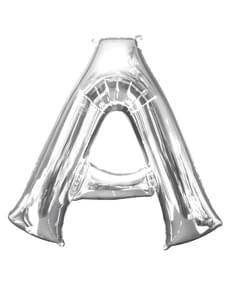 Hopeanvärinen kirjain A ilmapallo (86 cm)