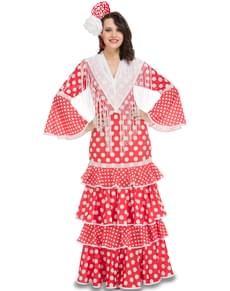 Fato de flamenca vermelha para mulher