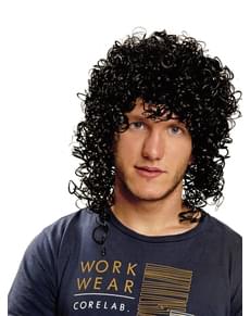 Черна къдрава перука за възрастни