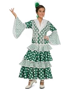 Dívčí kostým na flamenco zelený