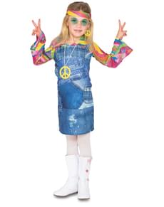 Disfraz de hippie azul para niña