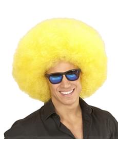 Peruca afro gigante amarela deluxe em bolsa