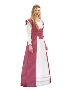 Déguisement princesse médiévale rose et blanc femme