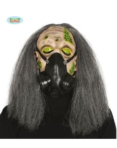 Plynová maska zombie PVC maska s vlasmi pre dospelých