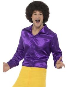 Фиолетовая атласная рубашка для мужчин